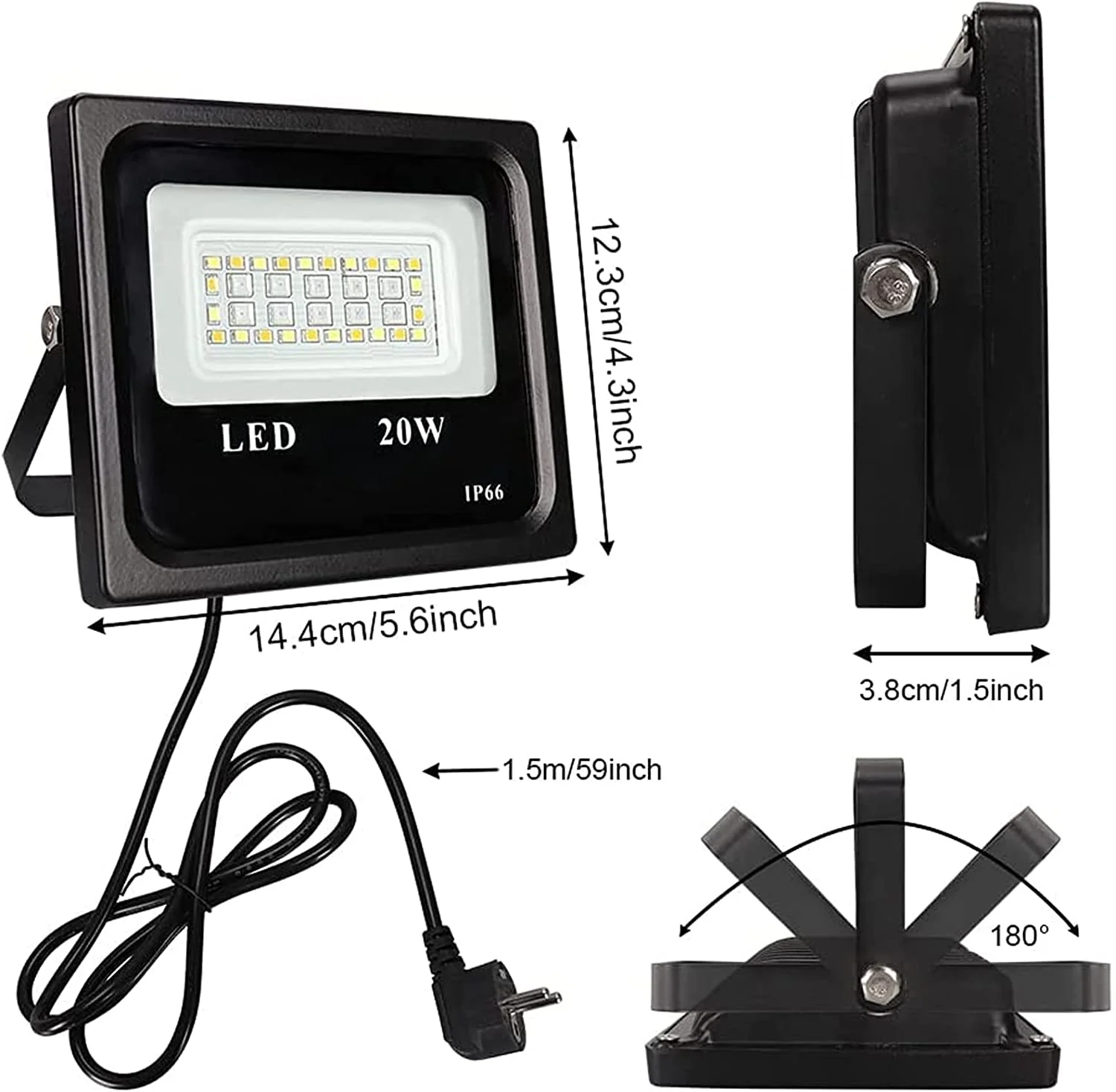 20W Bluetooth RGB LED Flood Light – APP Control, IP66 Waterproof 820WFL - Image 3