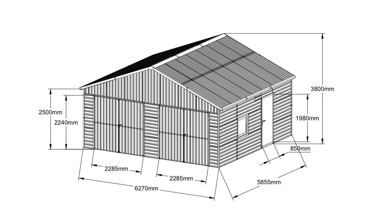 20 × 20 FT Metal Building with Double Doors | Outdoor Storage Shed SG2119W - Image 3