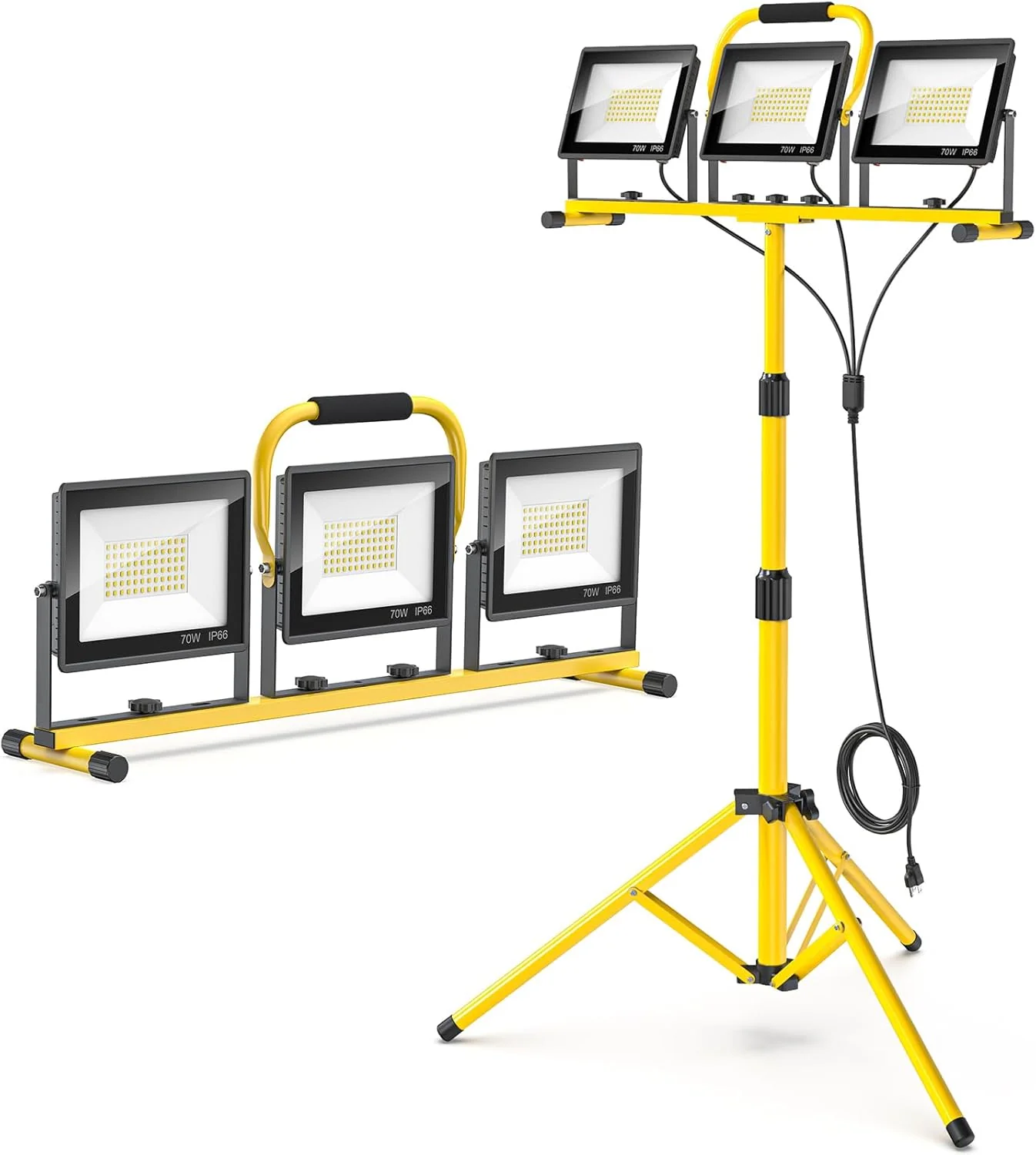 21000LM LED Work Light with Stand – 3-Head Adjustable Tripod 6500K IP66 Waterproof – 1221342