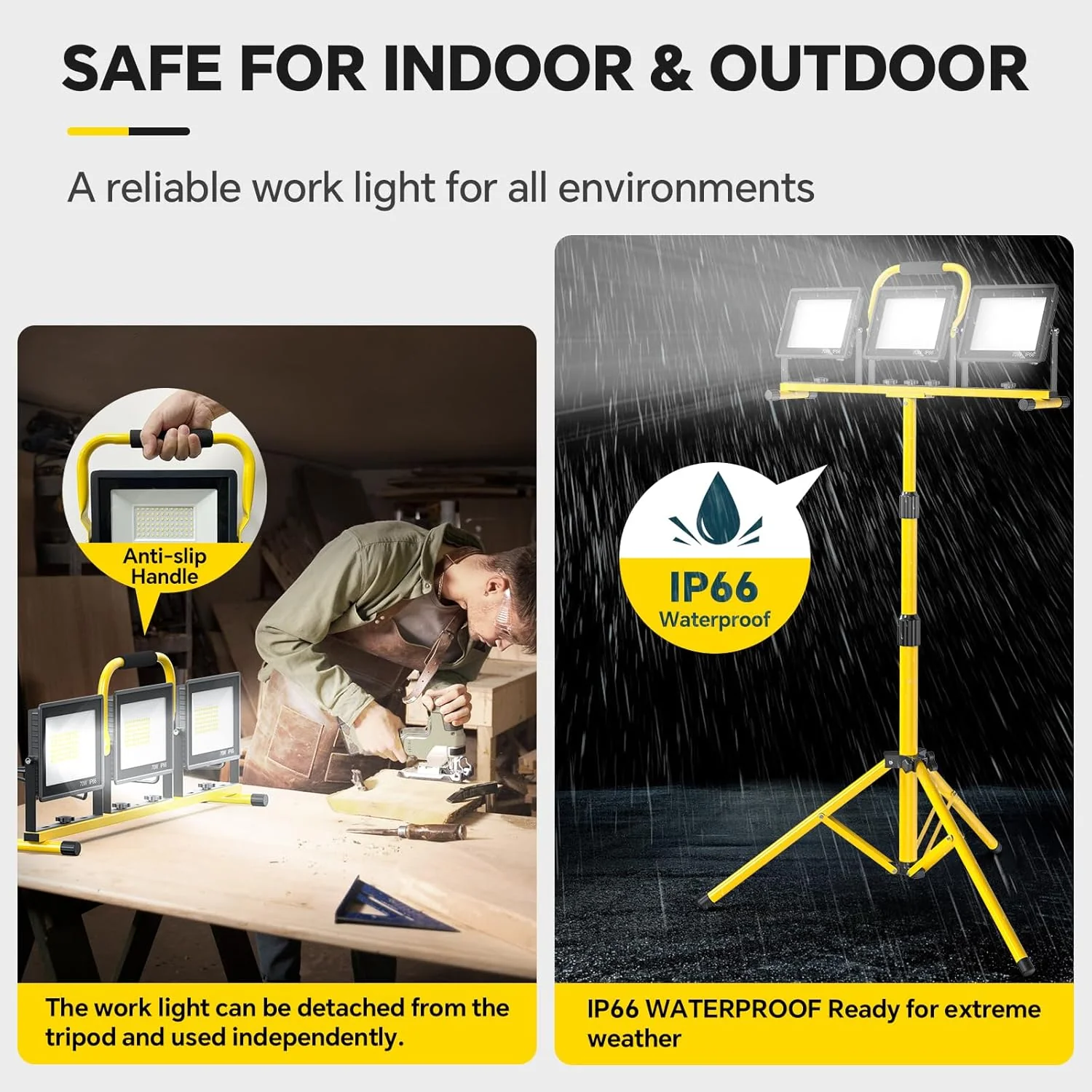 21000LM LED Work Light with Stand – 3-Head Adjustable Tripod 6500K IP66 Waterproof – 1221342 - Image 4