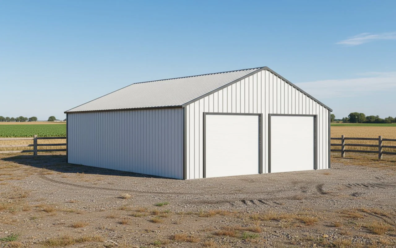 21x19, 23x22 & 25x33 Metal Storage Buildings – All-Steel Garages with Electric Roll-Up Doors, 16-Gauge Frames & Weatherproof Design
