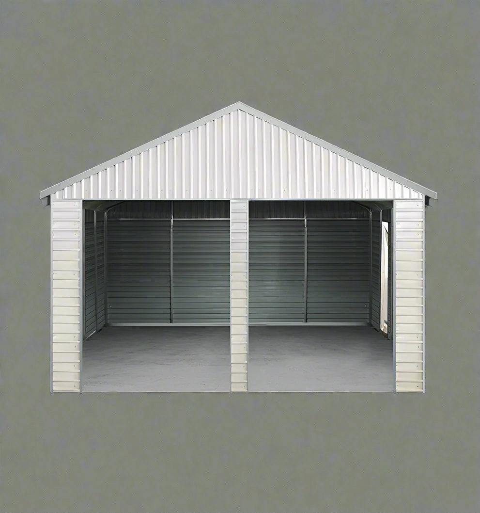 21x19 FT Double Metal Garage Shed – Optional Roll-Up Doors, Heavy-Duty Storage - Image 5
