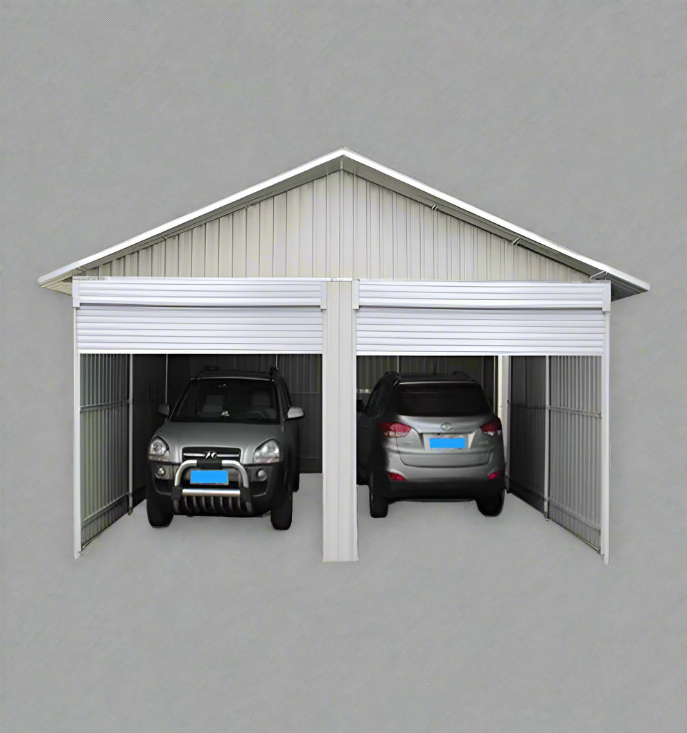21x19 FT Double Metal Garage Shed – Optional Roll-Up Doors, Heavy-Duty Storage - Image 6