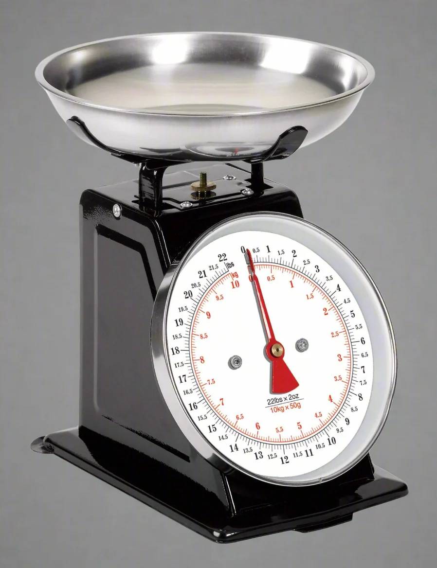 22 LB Retro Mechanical Kitchen Scale – Classic Silver & Black Design | 410MKS