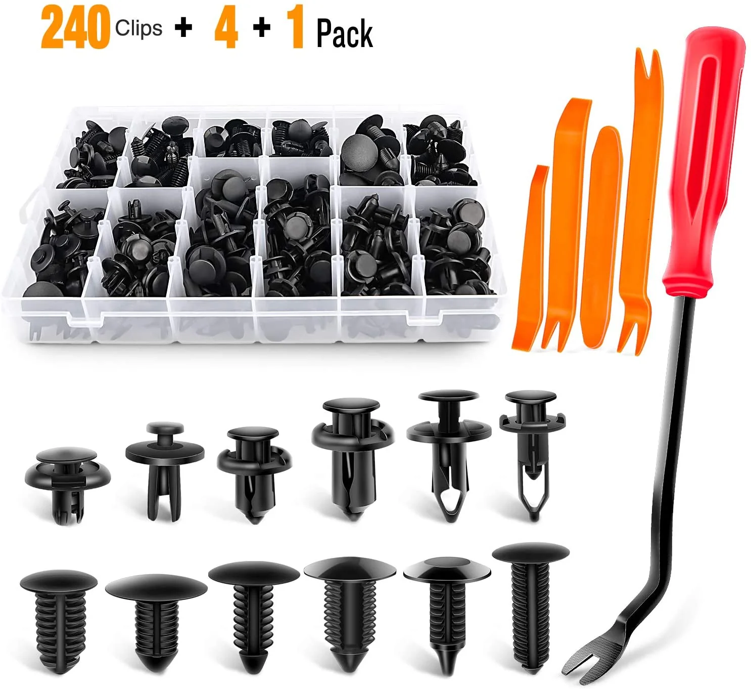 240 PCS Auto Body Push Pin Rivet Kit with Fastener Remover Tool S1100