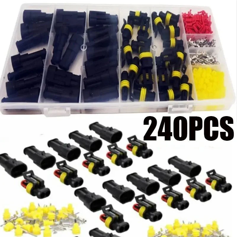 240pcs 20 Set 2-Pin Plug Connectors Waterproof Wire Harness Kit FS030372