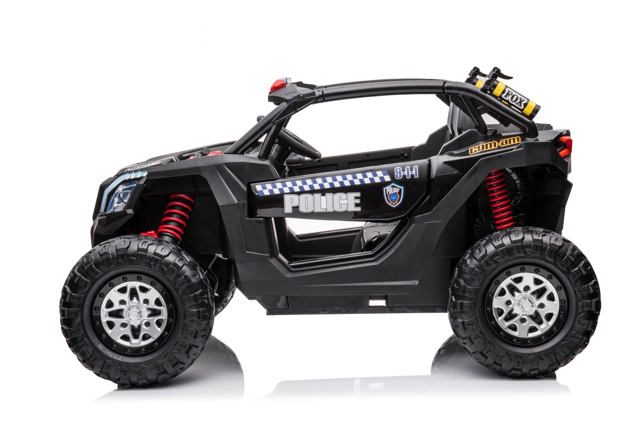 24V Electric Police Ride-On Car with Lights, EVA Wheels, Leather Seat & Remote Control 2118BK - Image 3