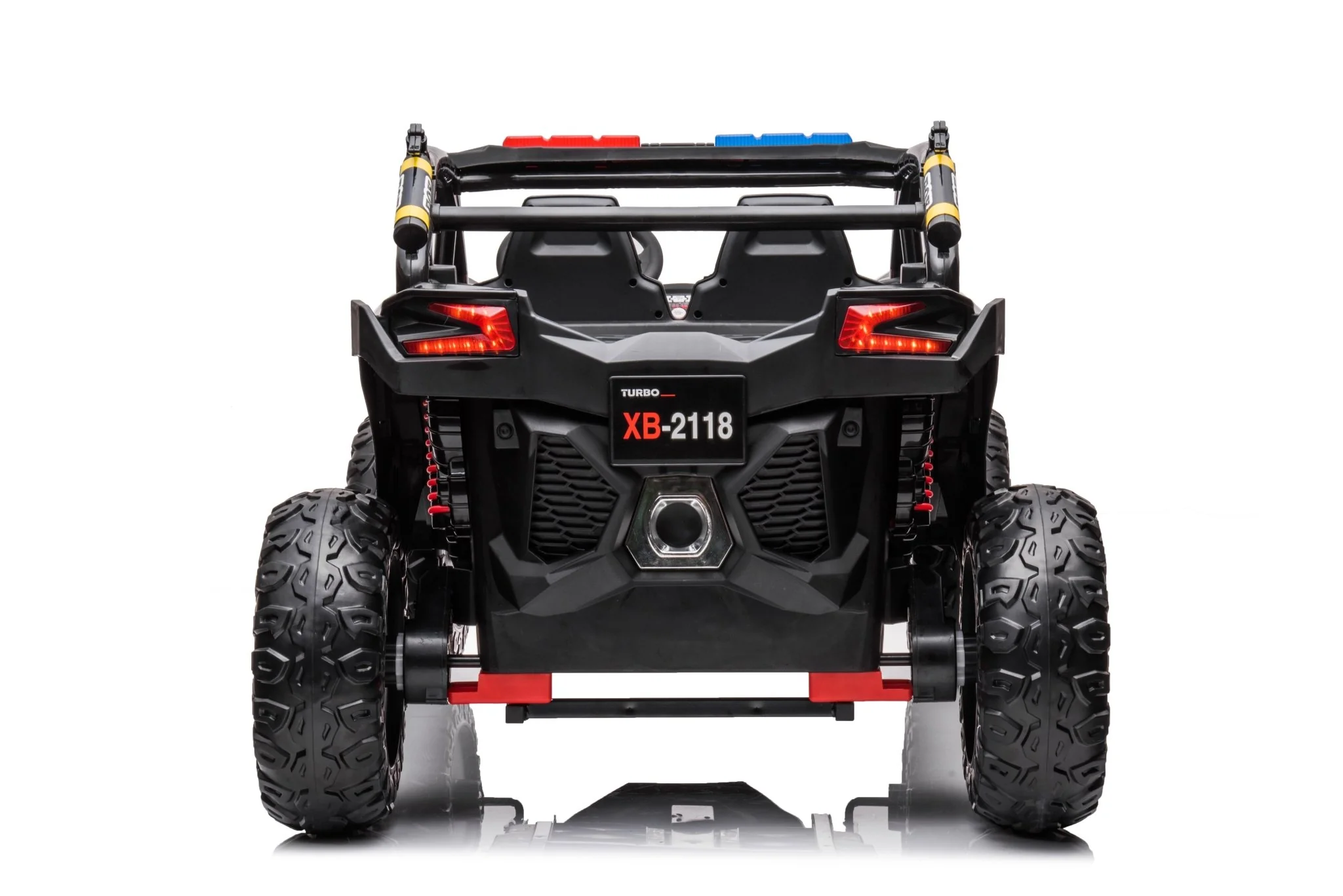 24V Electric Police Ride-On Car with Lights, EVA Wheels, Leather Seat & Remote Control 2118BK - Image 5