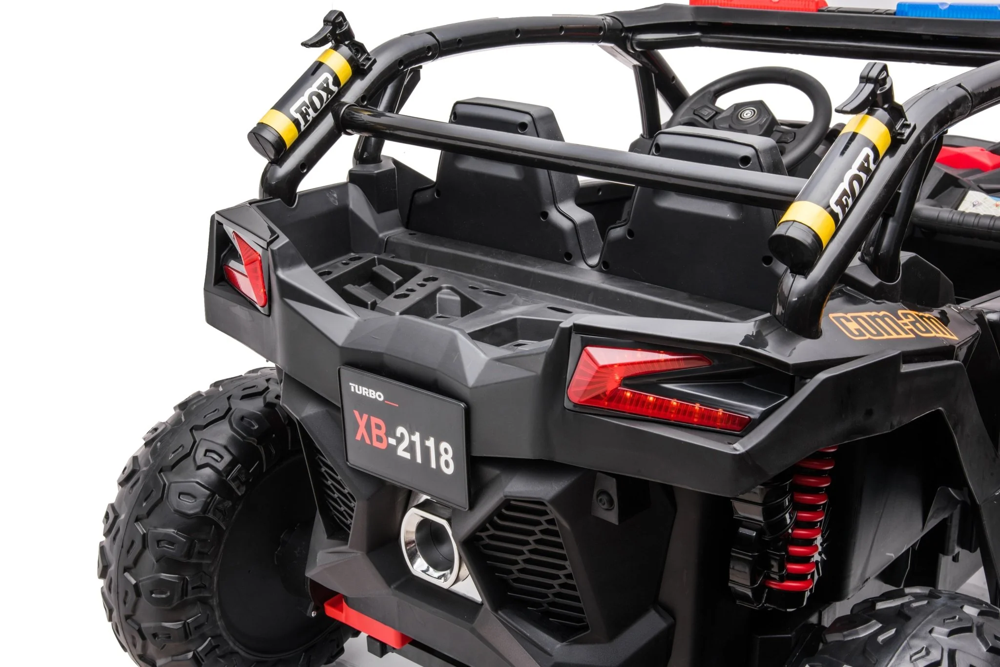 24V Electric Police Ride-On Car with Lights, EVA Wheels, Leather Seat & Remote Control 2118BK - Image 6