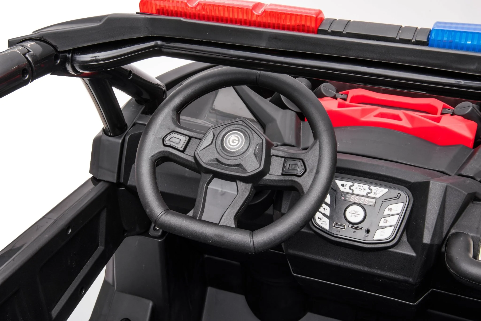 24V Electric Police Ride-On Car with Lights, EVA Wheels, Leather Seat & Remote Control 2118BK - Image 7