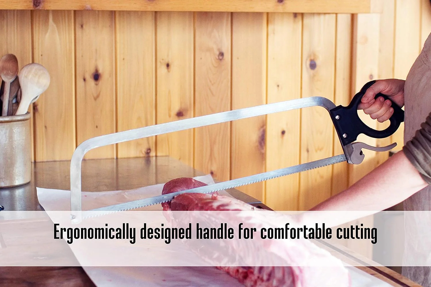 25" Stainless Steel Butcher Bone Saw – Ergonomic Handle & Trigger Lock for Meat Cutting | 1114336 - Image 2