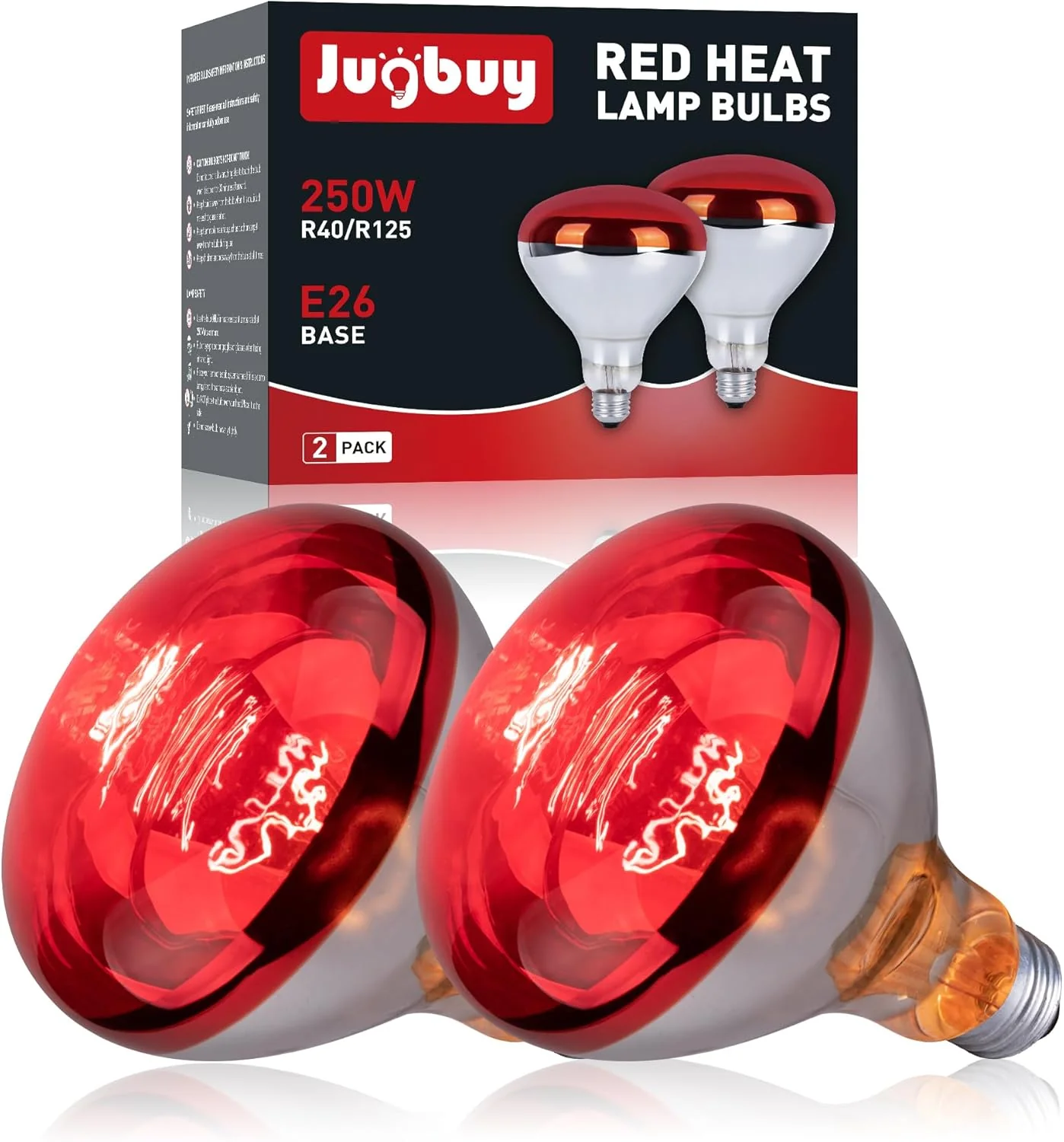 250W Red Heat Bulbs 2 Pack Infrared Chicken Coop Brooder Lamp E26 RHB250