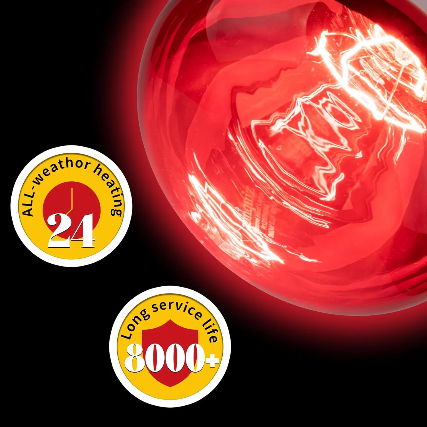 250W Red Heat Bulbs 2 Pack Infrared Chicken Coop Brooder Lamp E26 RHB250 - Image 6