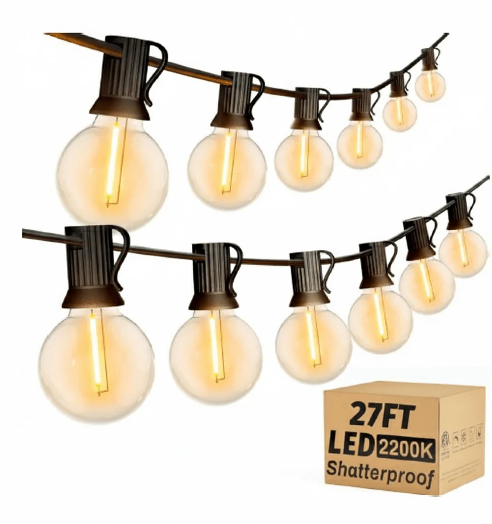 27FT Outdoor G40 Globe Patio Lights – 13 Dimmable LED Bulbs 2200K – JXG4027