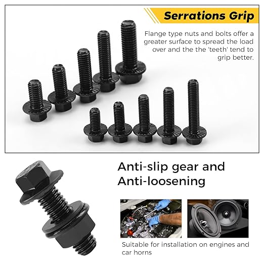 286 Piece Stainless Steel 304 Metric Flange Bolt Nut Assortment Kit M6 M8 M10 SS0286P - Image 3