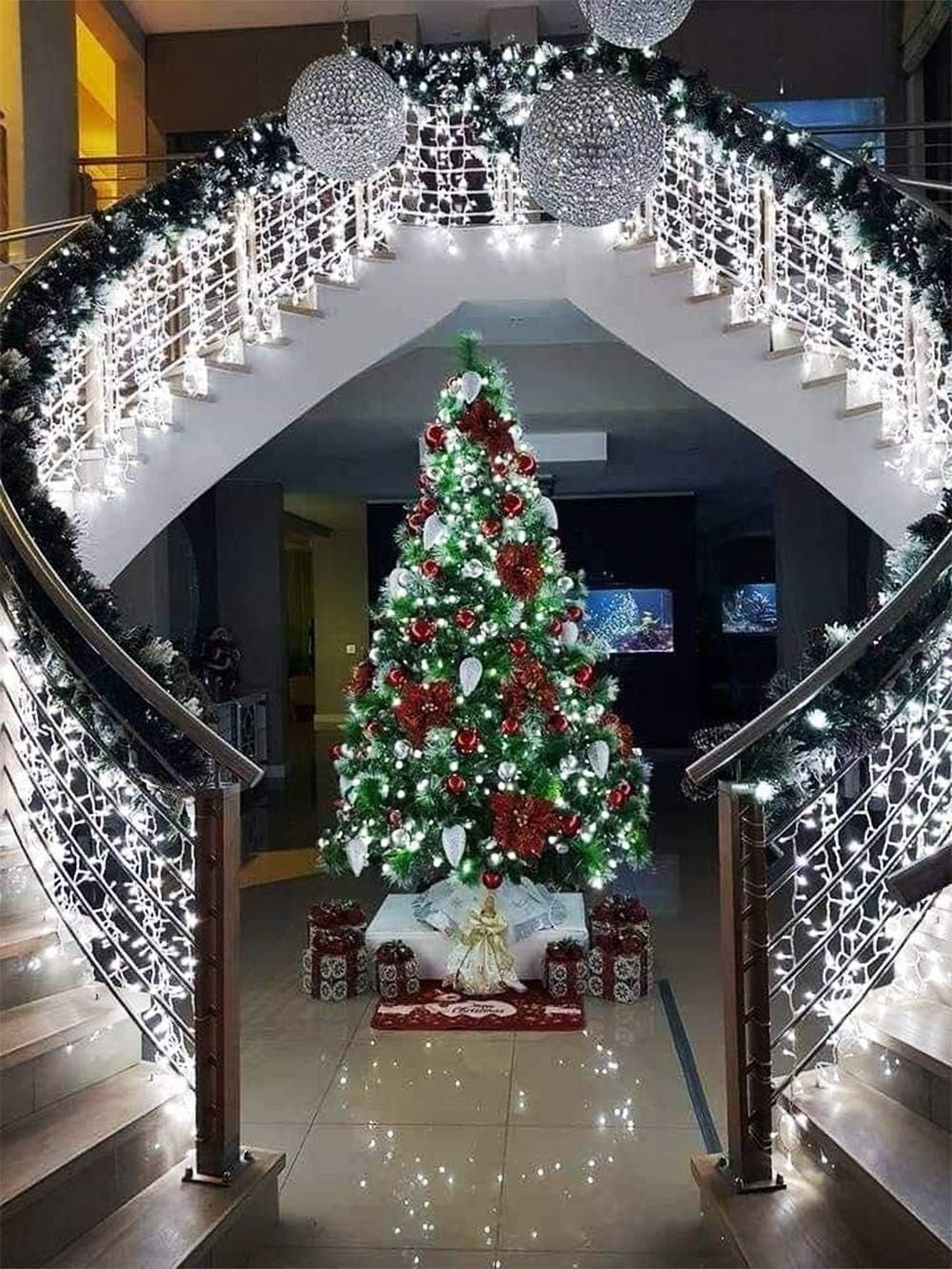 29.5 ft (360 LED) RGB & Bright White Icicle Curtain Lights Outdoor with 8 Modes & 60 Drops - Image 4