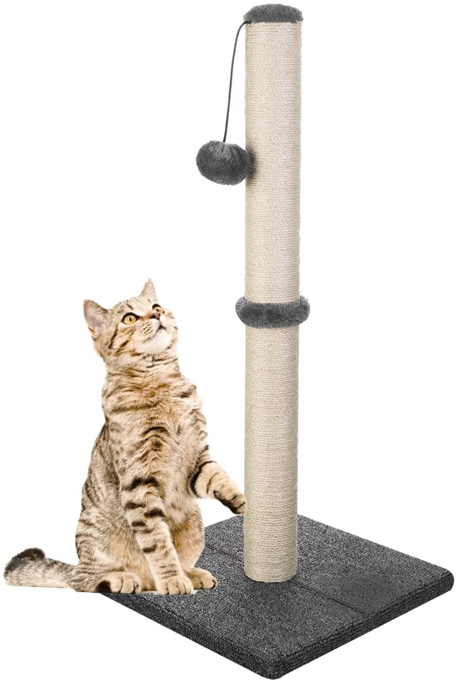 29" Tall Cat Scratching Post – Heavy-Duty Sisal Cat Scratcher with Stable Carpeted Base AMCT01