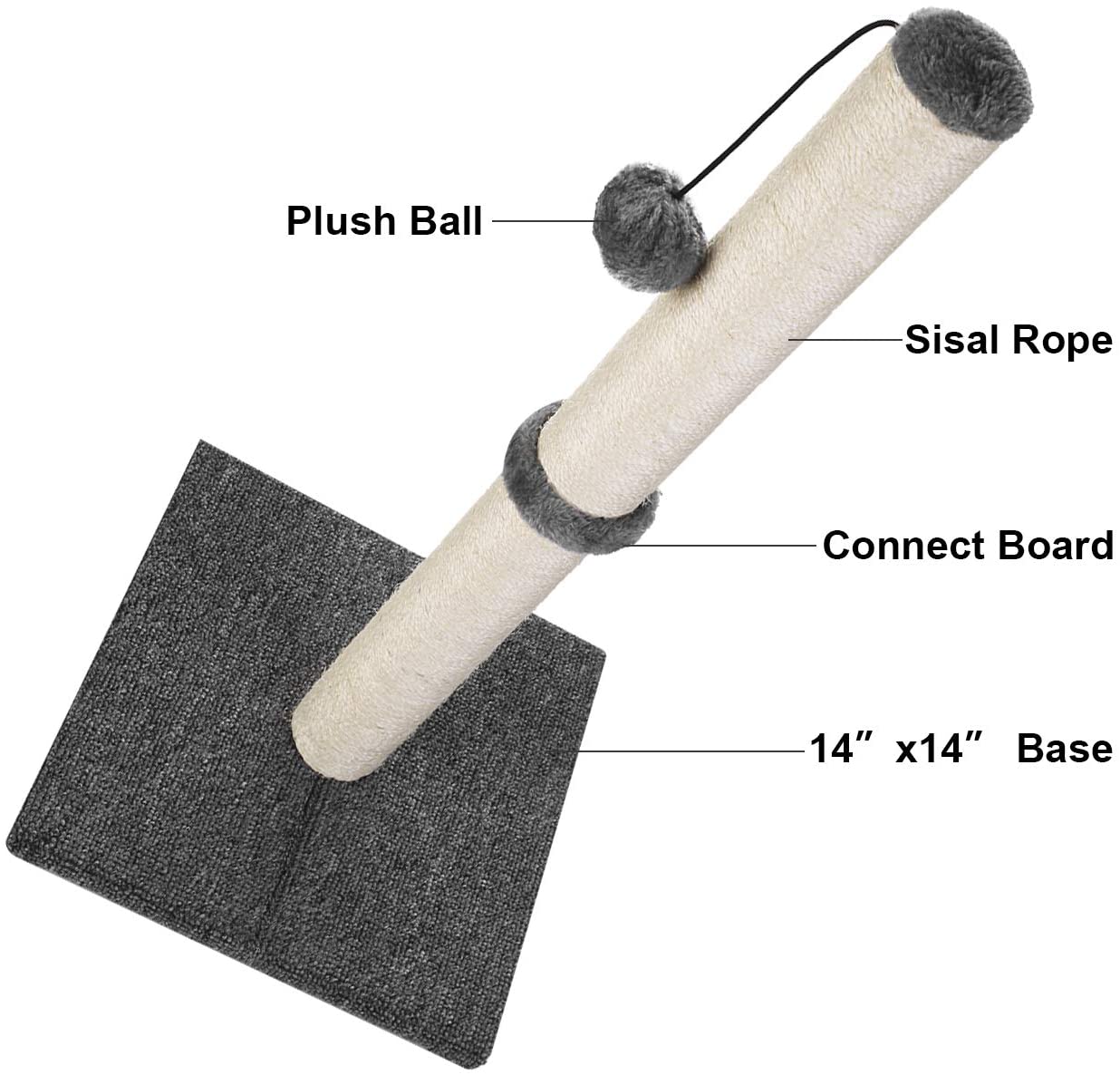 29" Tall Cat Scratching Post – Heavy-Duty Sisal Cat Scratcher with Stable Carpeted Base AMCT01 - Image 4