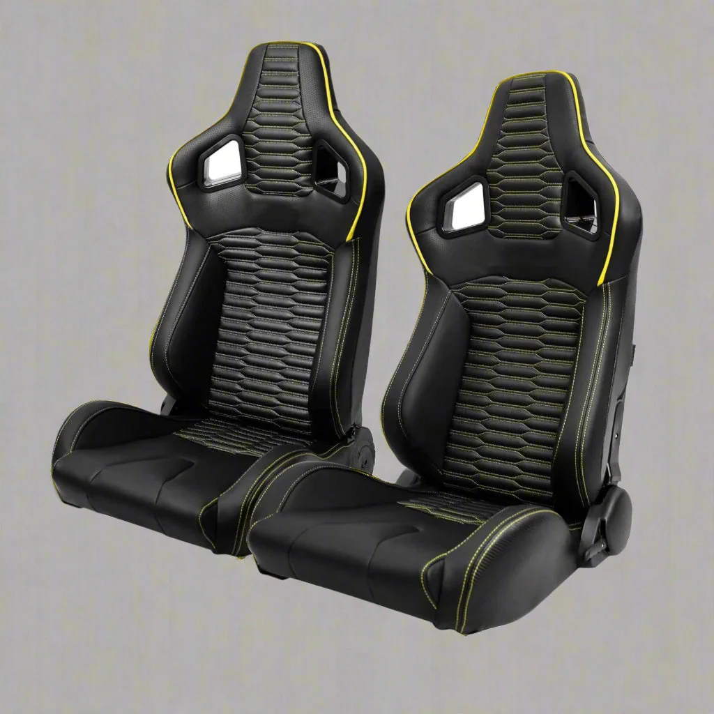 2PCS Universal Adjustable Racing Seats – PVC Leather Bucket Style for Cars & Trucks