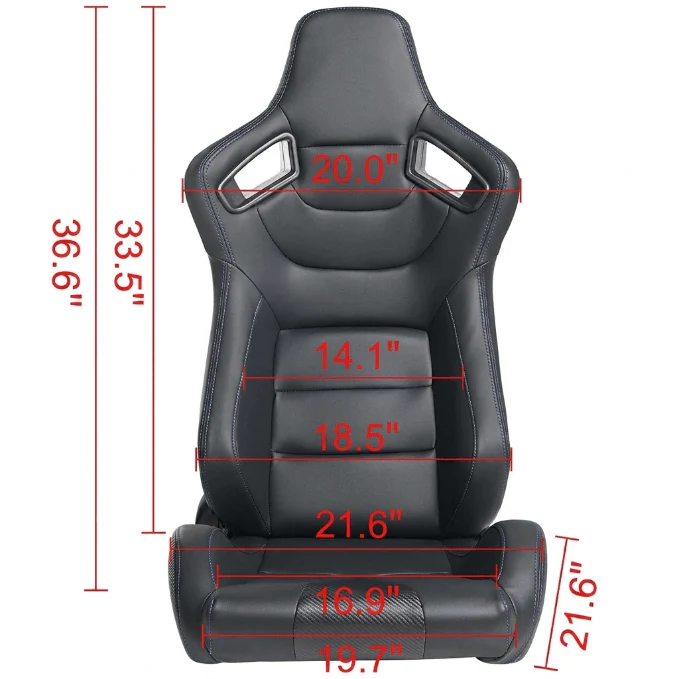 2PCS Universal Adjustable Racing Seats – PVC Leather Bucket Style for Cars & Trucks - Image 12