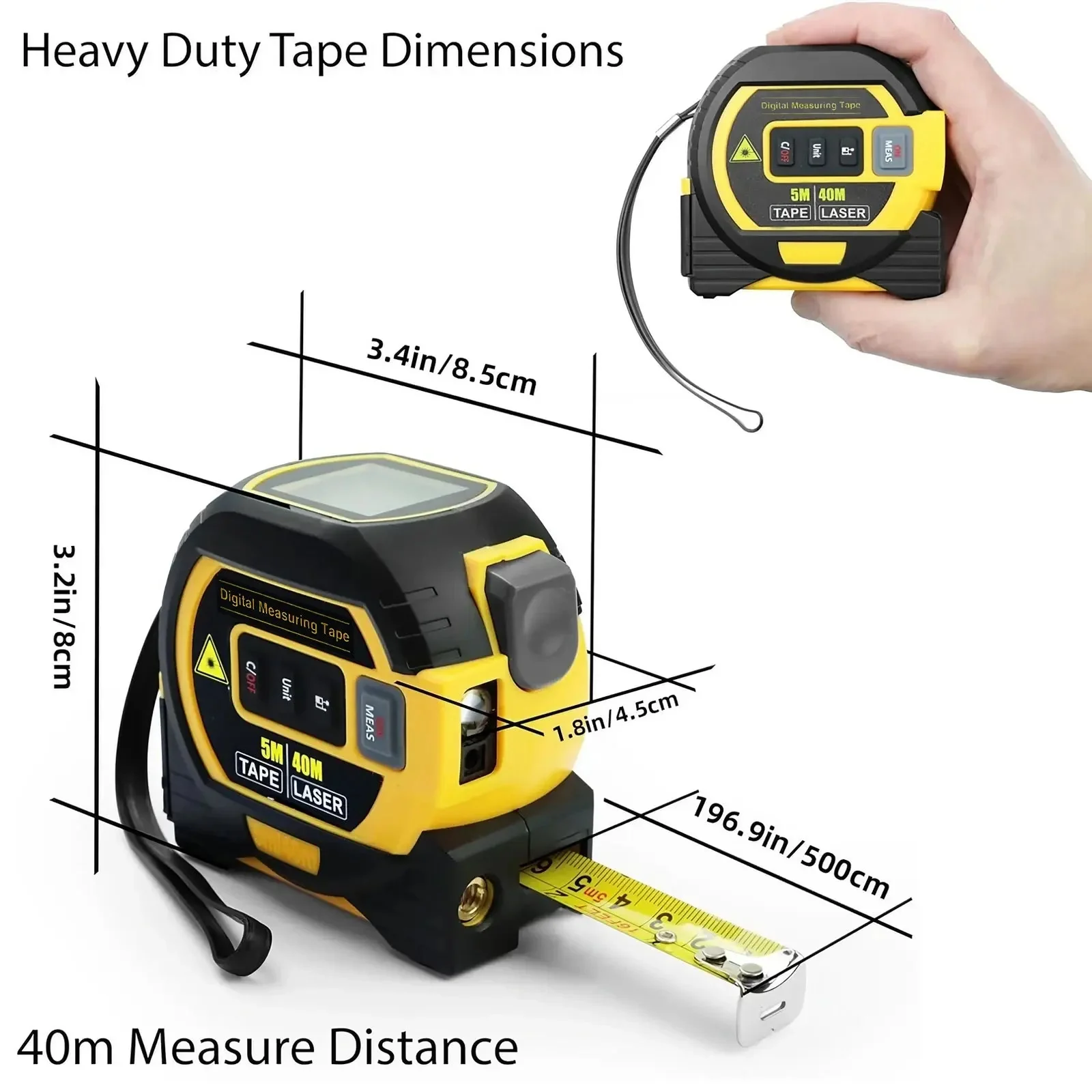 3-in-1 Laser Distance Meter 60 m Laser with 5 m Tape Measure 25 mm Wide 31LM605