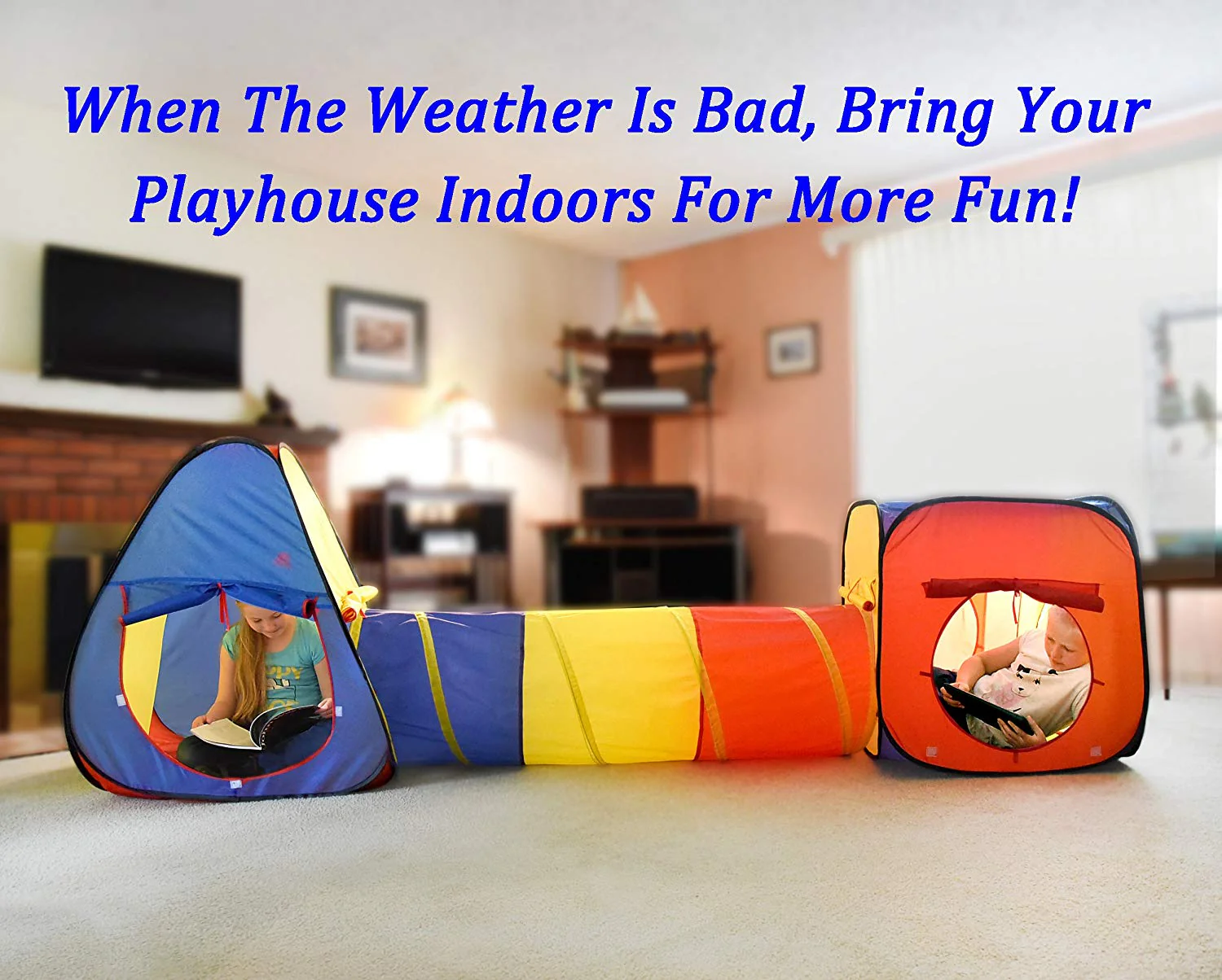 3 PCS Kids Play Tent with Tunnel and Ball Pit – Foldable Indoor & Outdoor Playhouse Set – RE1305 - Image 3