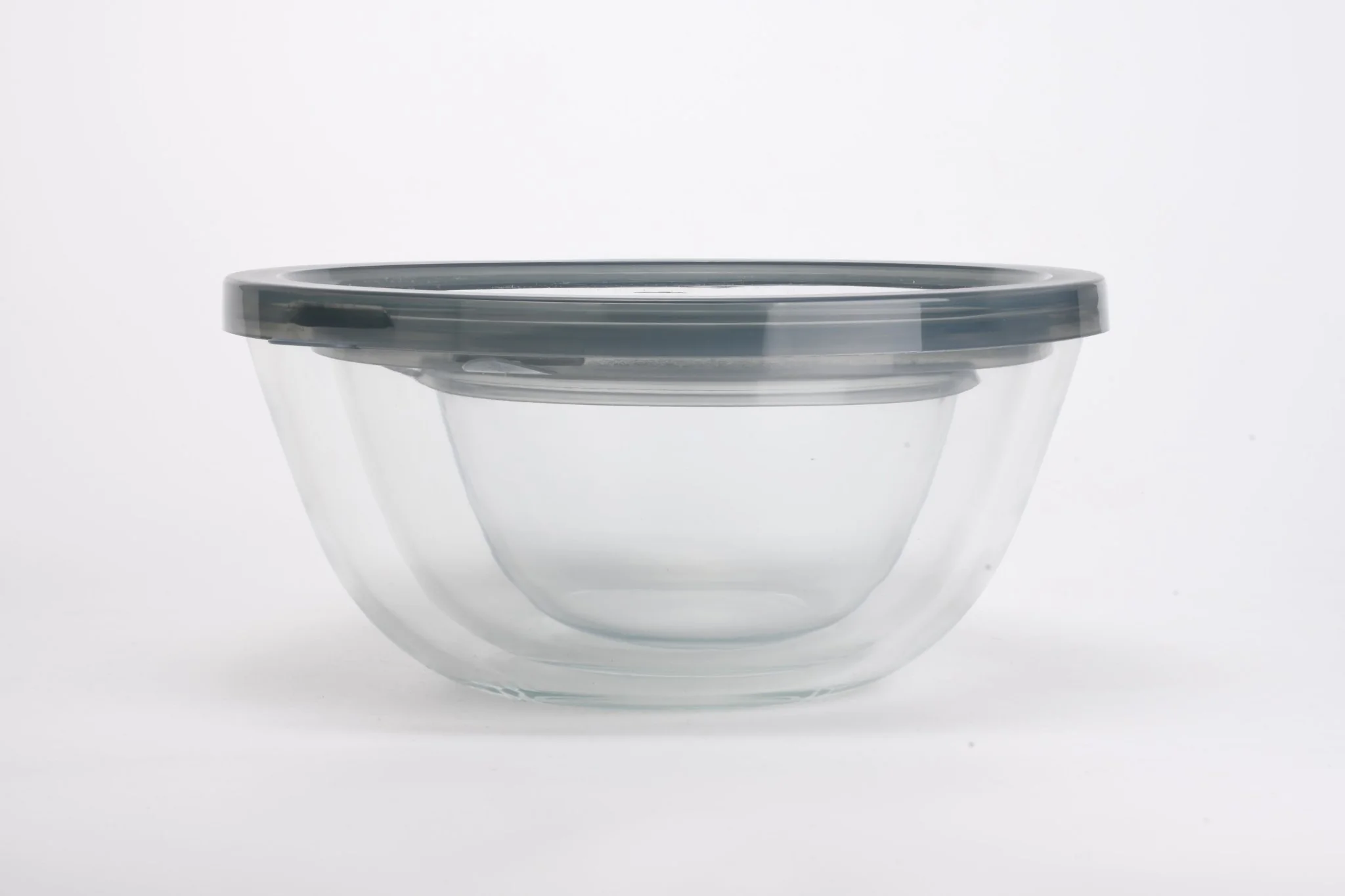 3 PCS Round Glass Bowl Set with Grey Lids 1050ml / 2650ml / 4300ml S680102 - Image 3