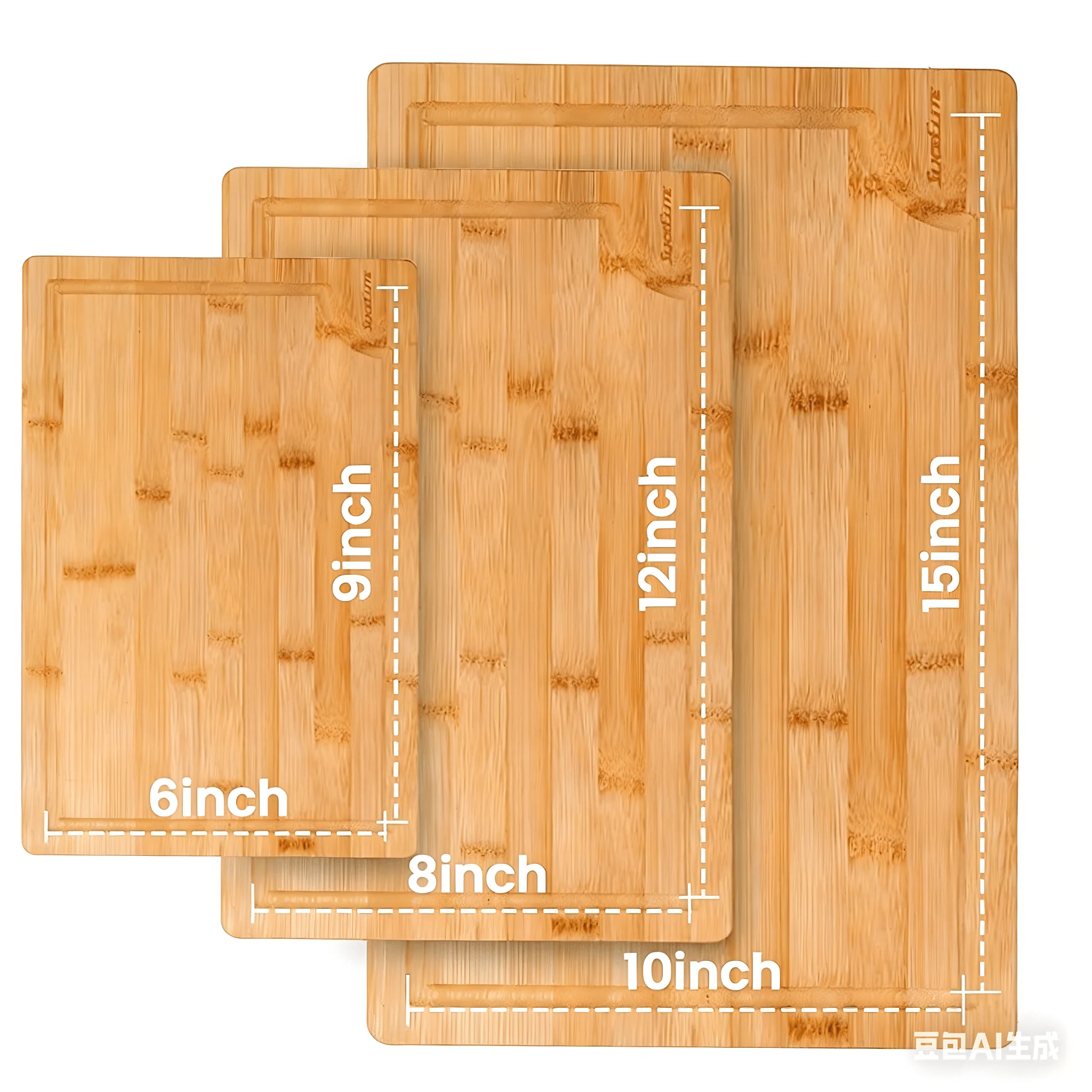 3 Piece Bamboo Cutting Board Set 15" 15" Thick Kitchen Chopping Boards BC3P - Image 2