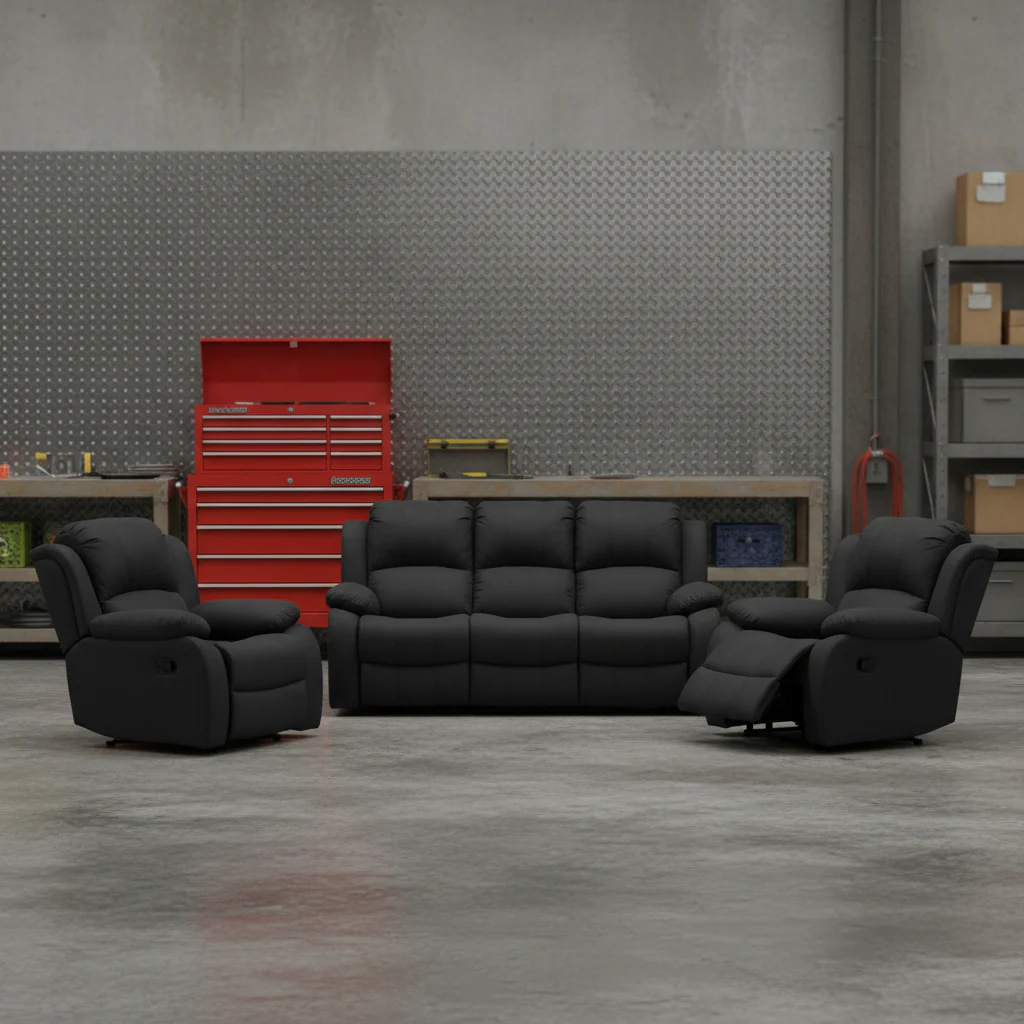 New 3-Piece Recliner Furniture Set – Premium Nubuck Air Leather | Modern Comfort & Style