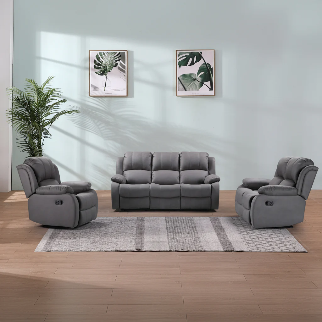New 3-Piece Recliner Furniture Set – Premium Nubuck Air Leather | Modern Comfort & Style - Image 4