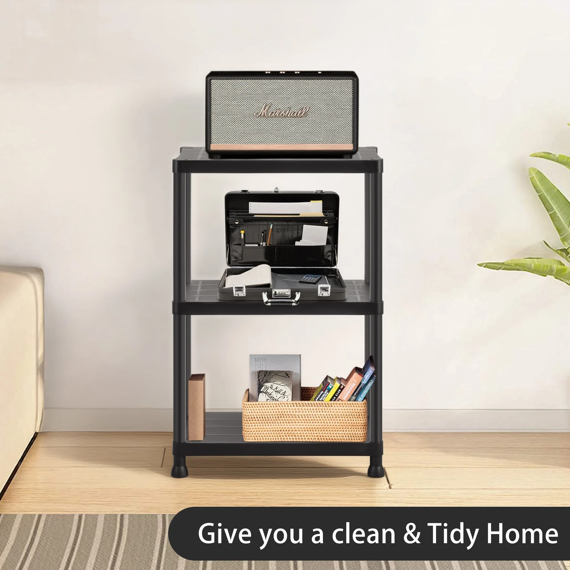 3-Tier Heavy Duty Plastic Storage Shelving Rack – Utility Organizer for Garage & Home AMPSR33 - Image 6