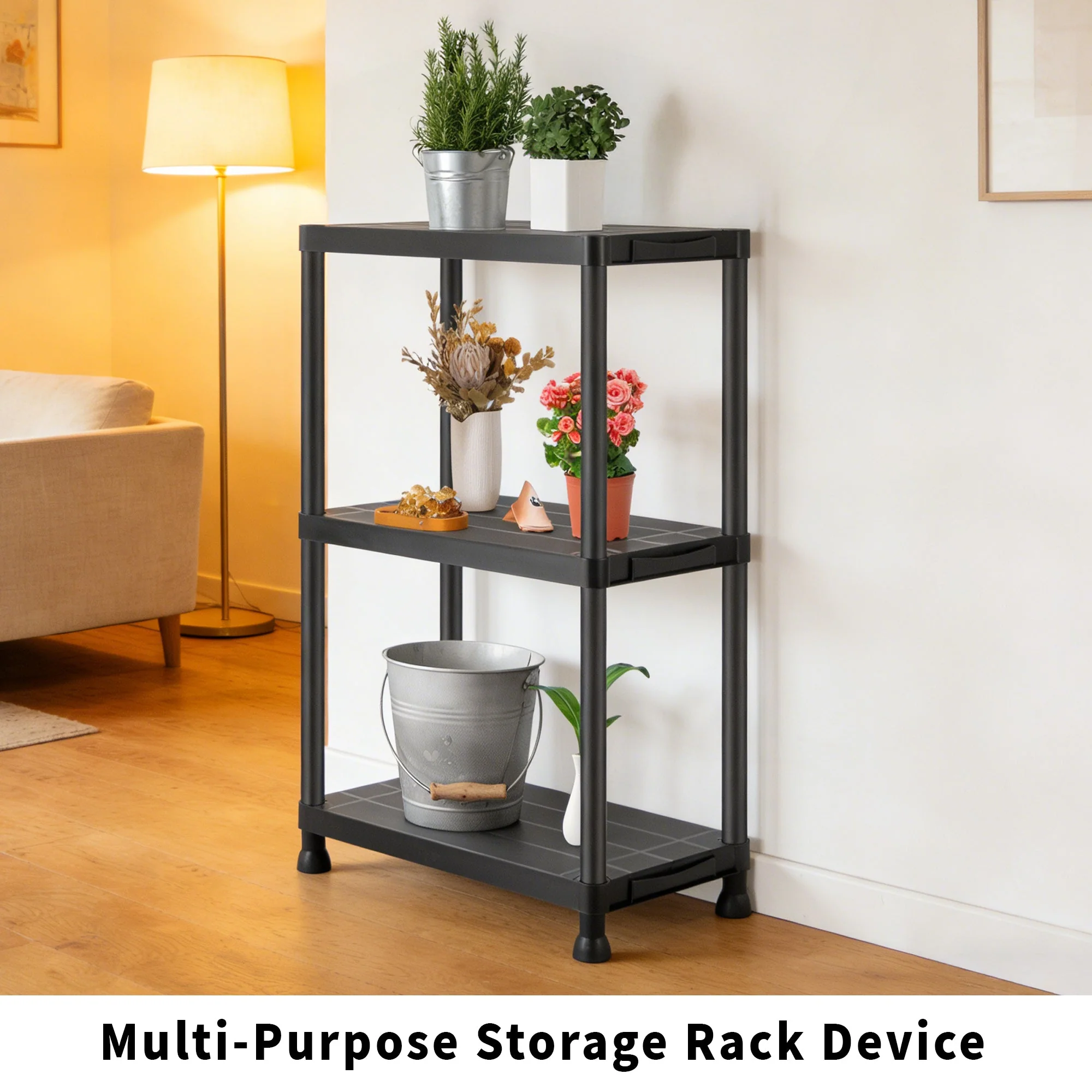 3-Tier Heavy Duty Plastic Storage Shelving Rack – Utility Organizer for Garage & Home AMPSR33 - Image 7