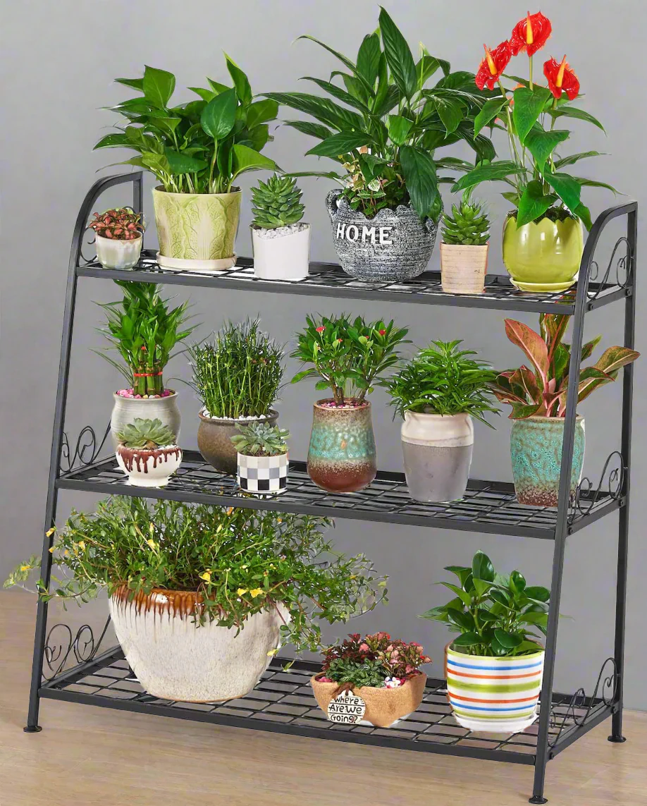 New 3-Tier Metal Plant Stand – Indoor & Outdoor Flower Shelf for Garden, Patio, or Home Décor XY301 - Image 3
