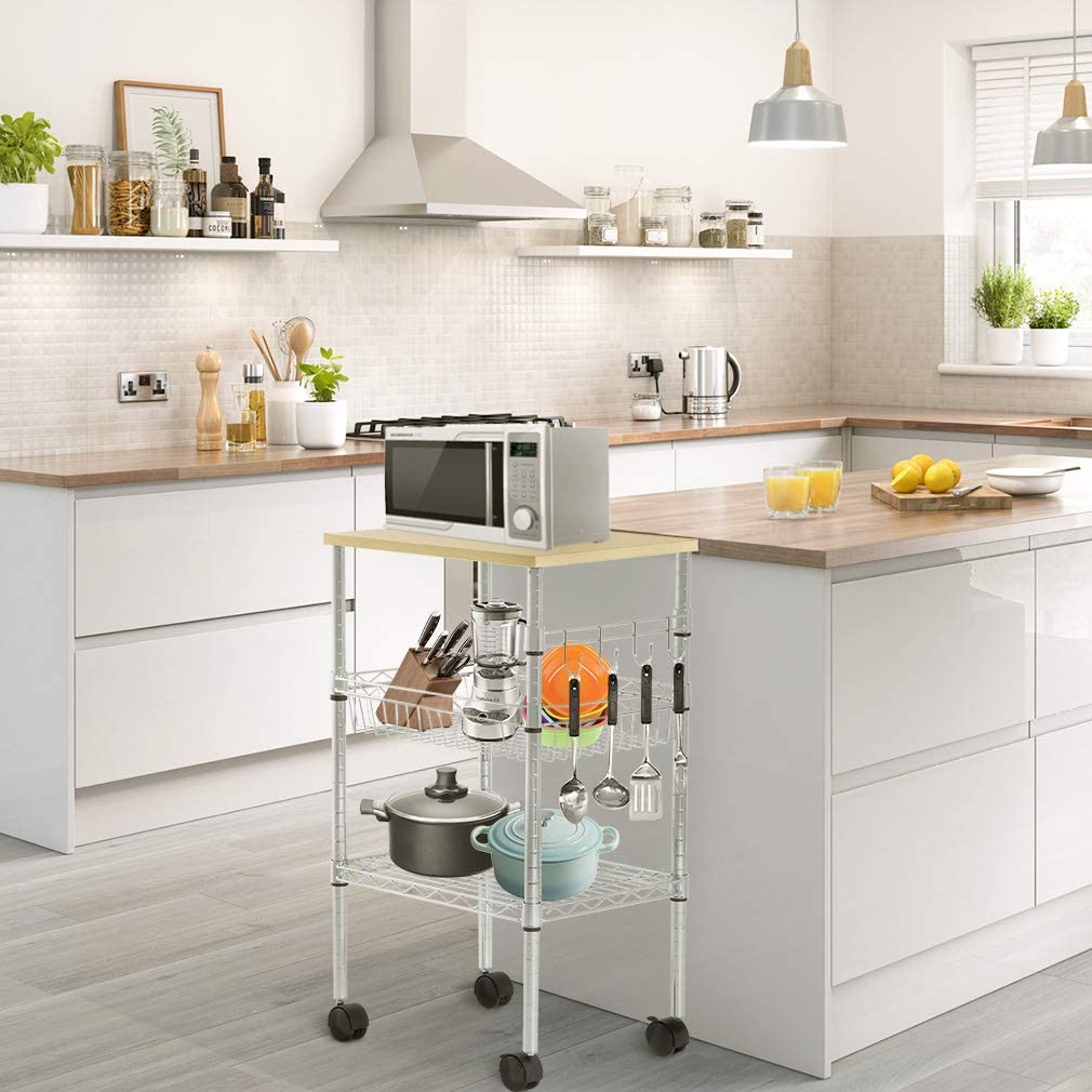 New 3-Tier Rolling Microwave Cart Kitchen Chrome – Mobile Storage & Organizer with Wheels CC2135 - Image 3