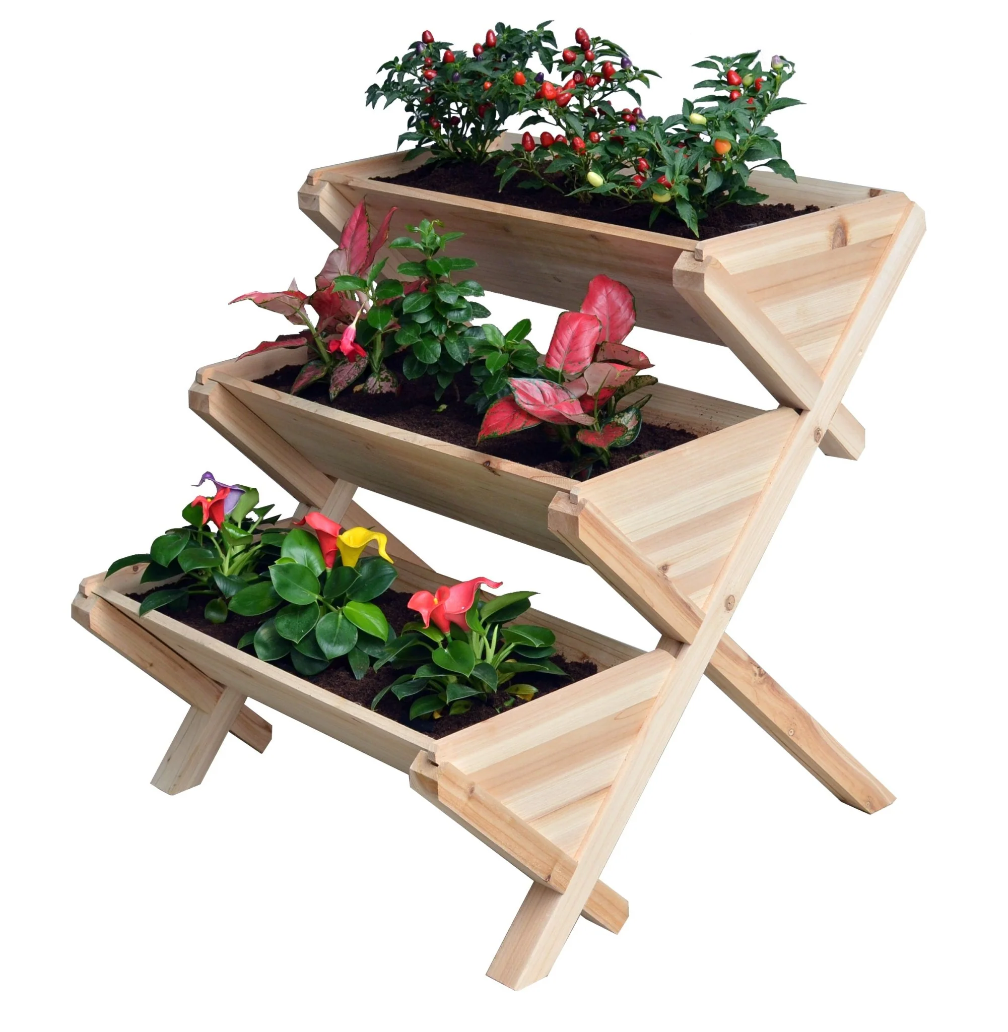 3-Tier Wooden Raised Garden Planter Box – Cascading Vertical Bed for Herbs, Flowers & Vegetables | SKU: RGT210 - Image 7
