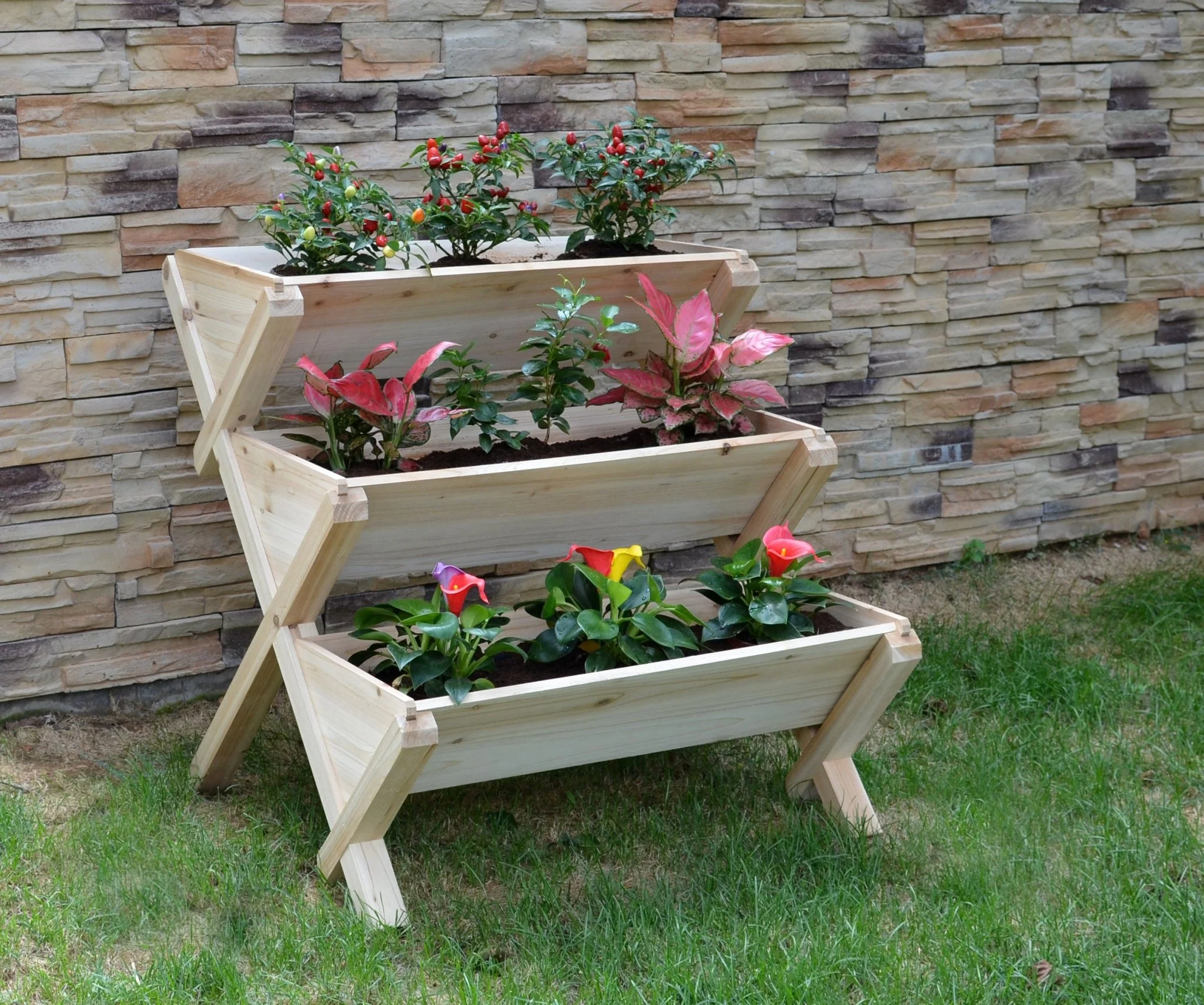 3-Tier Wooden Raised Garden Planter Box – Cascading Vertical Bed for Herbs, Flowers & Vegetables | SKU: RGT210 - Image 9