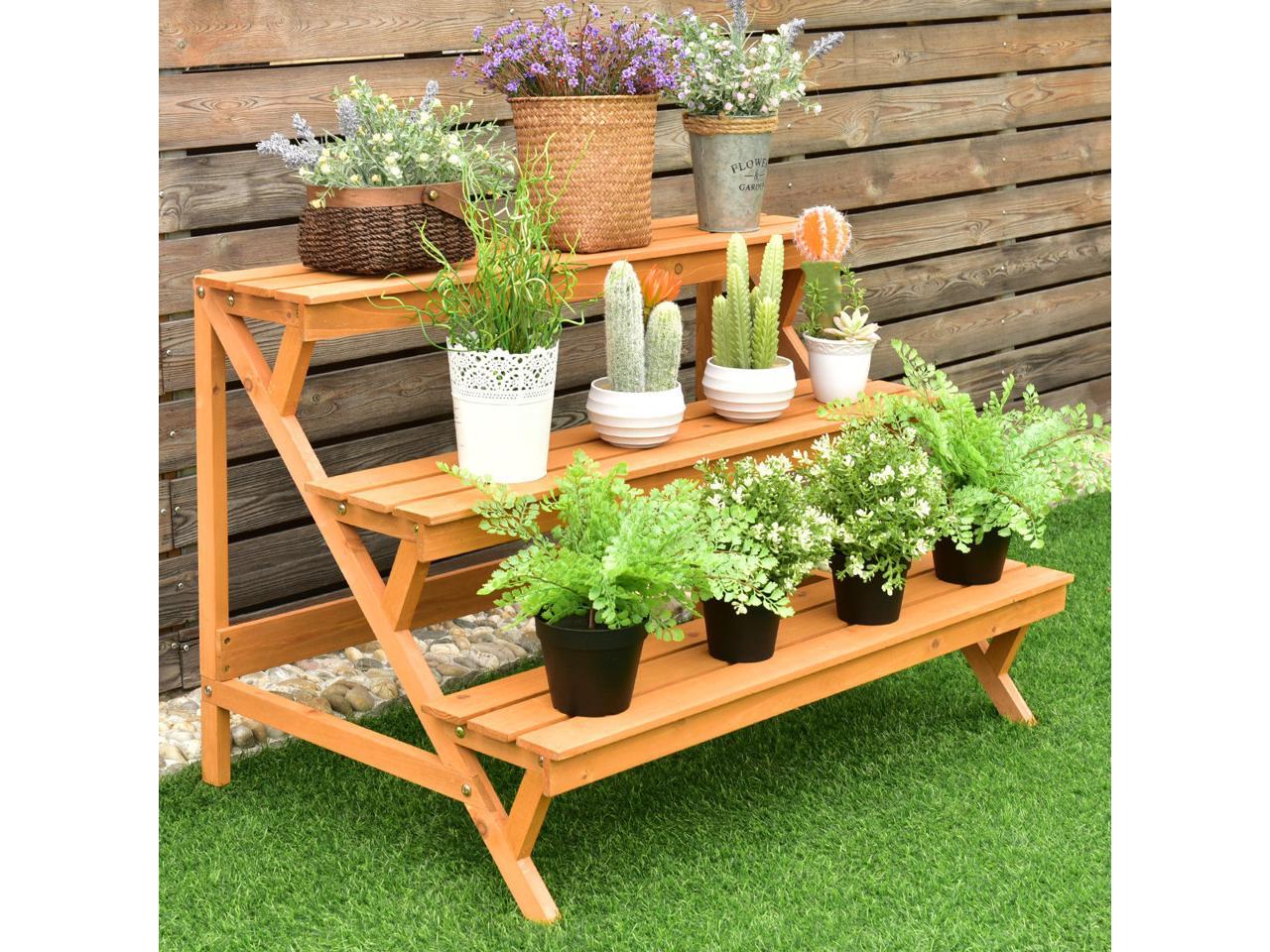 3-Tier Wooden Step Ladder Plant Stand – Decorative Indoor & Outdoor Plant Shelf - Image 2