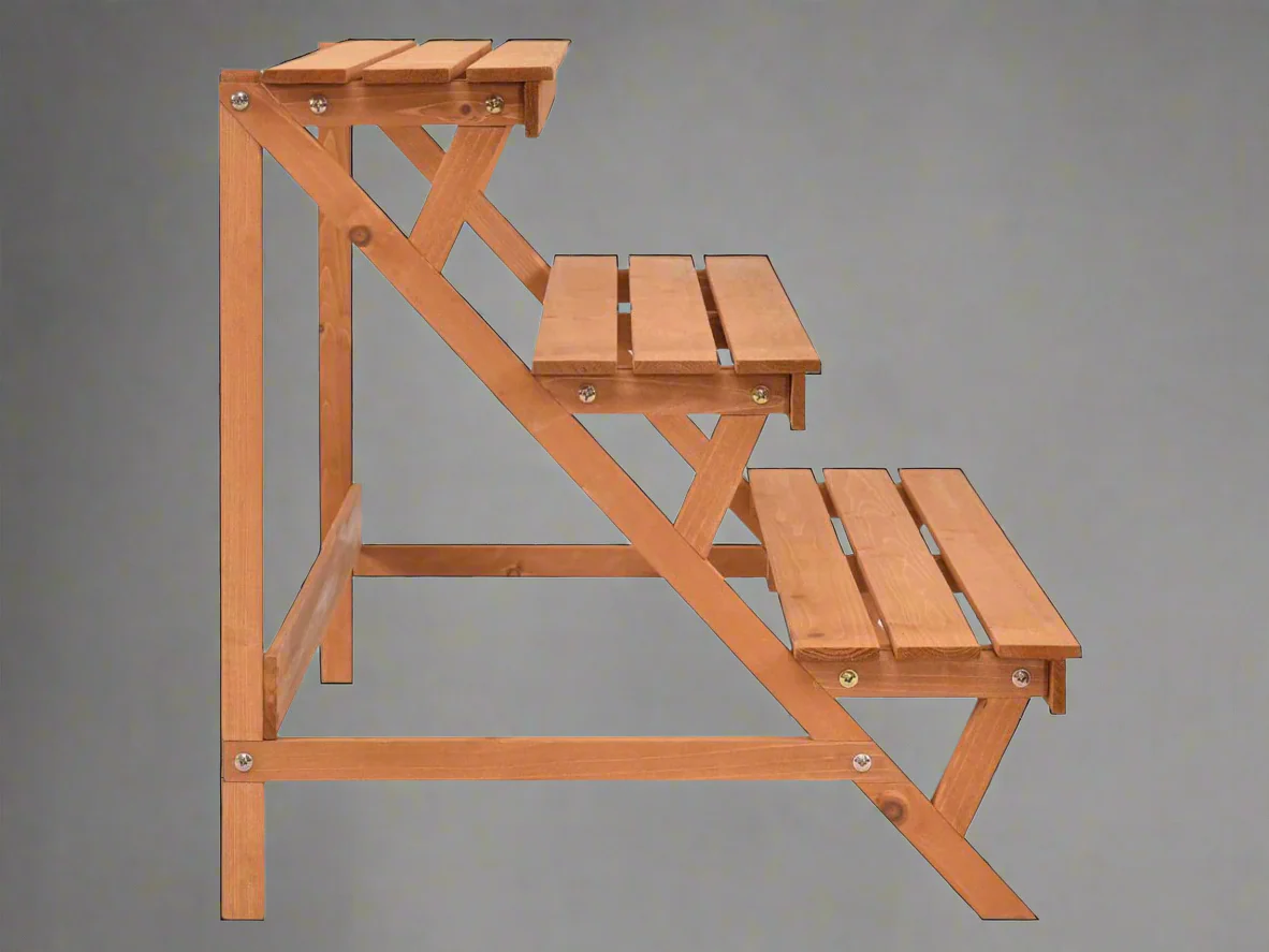3-Tier Wooden Step Ladder Plant Stand – Decorative Indoor & Outdoor Plant Shelf - Image 4