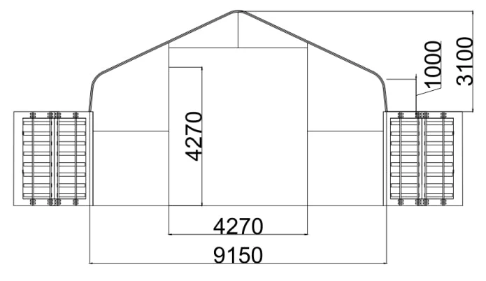 30 ft x 39.5 ft Peak Style Fabric Container Storage Building with 14.5 oz PVC Cover, Winch Doors, Single or Double Truss Options - Image 2