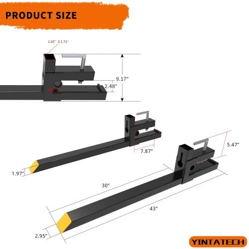 42" Clamp-On Pallet Forks for Loader Buckets – 1,500 LB Capacity for Tractors & Skid Steers | SKU: HLA42