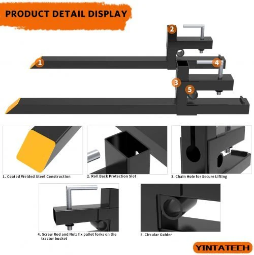 42" Clamp-On Pallet Forks for Loader Buckets – 1,500 LB Capacity for Tractors & Skid Steers | SKU: HLA42 - Image 6