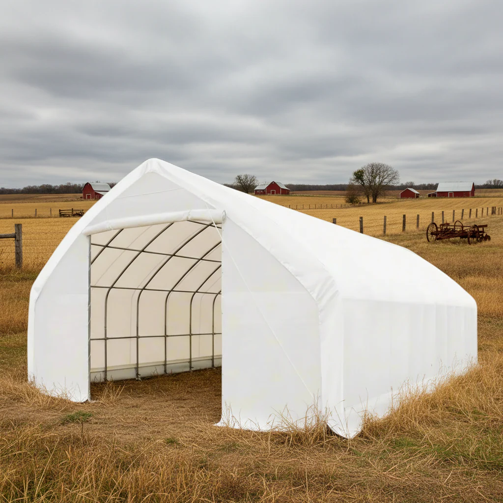 30×50×15 Galvanized Steel Fabric Storage Building – Heavy-Duty Straight Wall Shelter | Industrial, Farm, Warehouse Use - 254011S