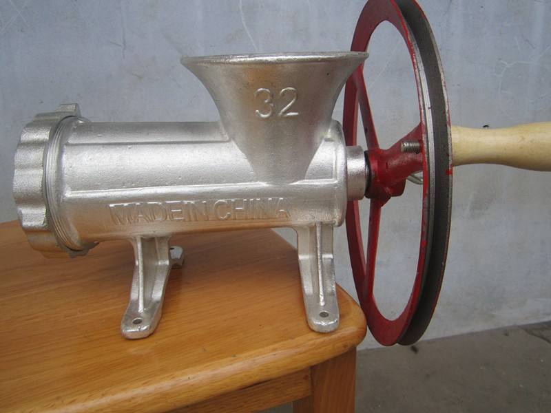 #32 Cast Iron Manual Meat Grinder with Flywheel Belt Drive Heavy-Duty Sausage Grinder S1350 - Image 3