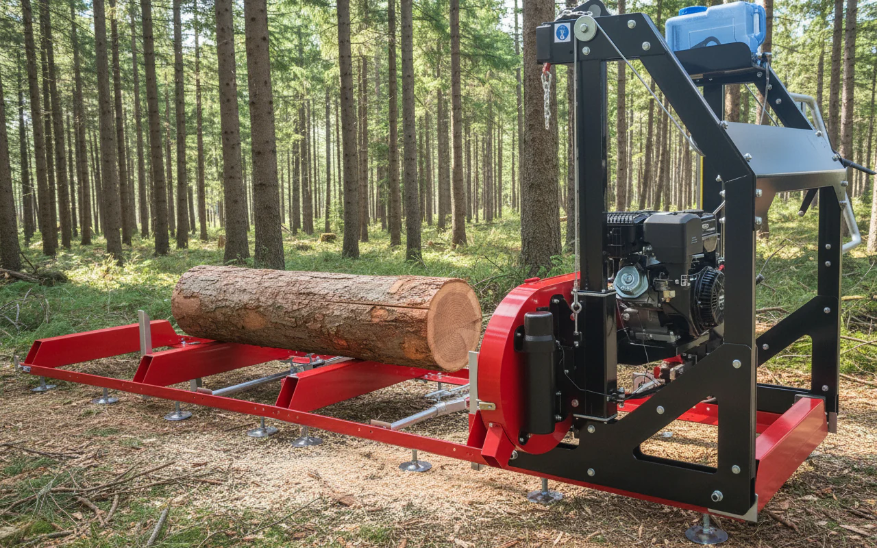 32″ Portable Sawmill with 14 HP Electric Start Loncin Engine – Sawmill Trailer & Extension Tracks Optional | Heavy-Duty Manual Mill - Image 2