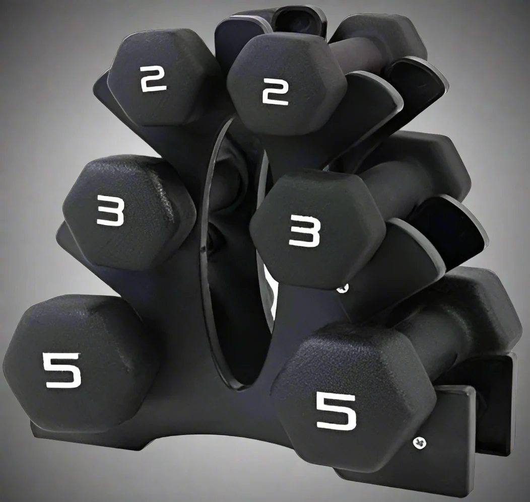 32 LB Neoprene Dumbbell Set with Rack – Includes 3, 5, & 8 LB Pairs | SKU: 1112701 - Image 3