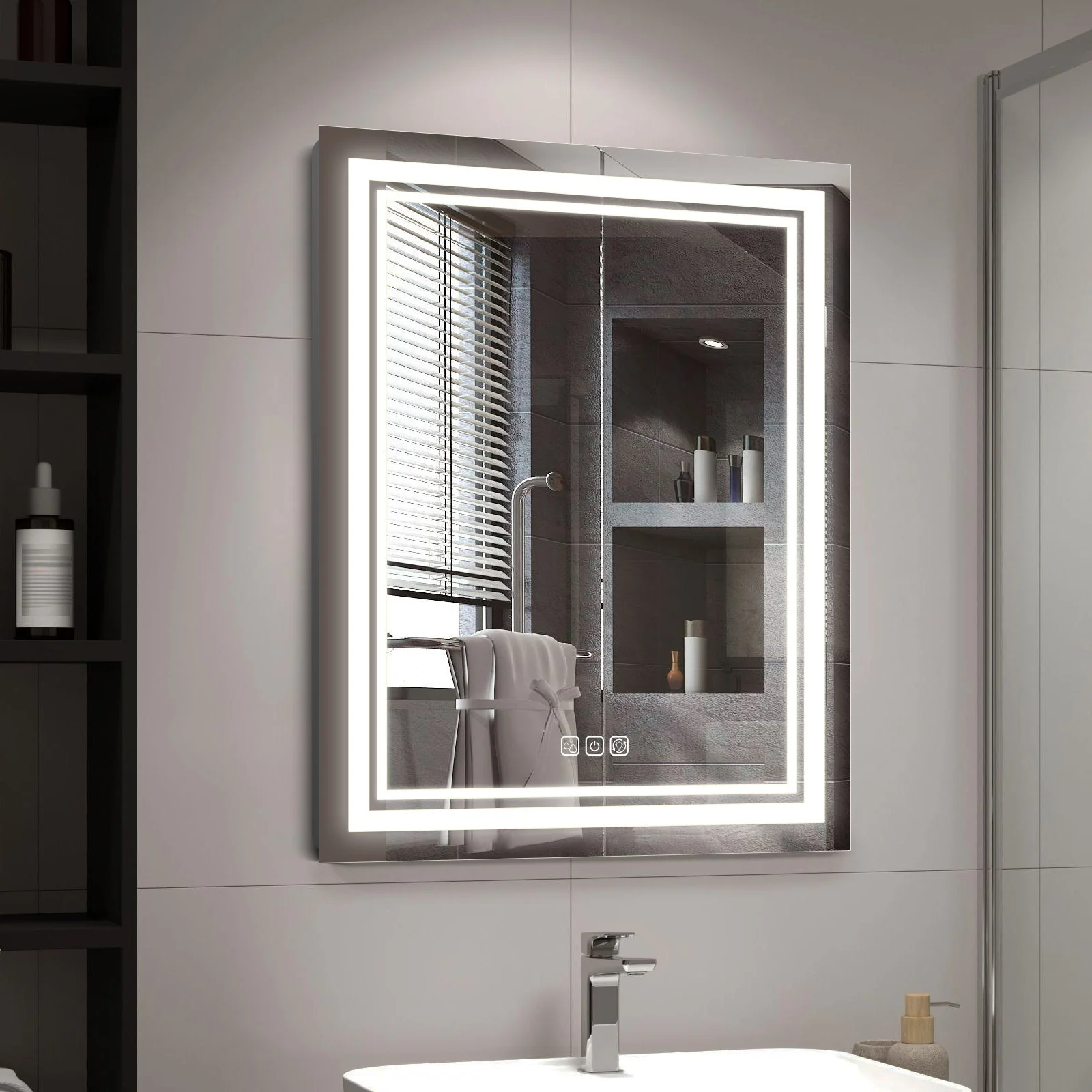 32x24 LED Bathroom Mirror – Dimmable Frontlit & Backlit with Demister & 3CCT Light Modes LED3224A