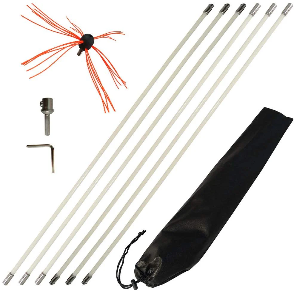 33 FT Chimney Sweep Brush Kit with 10 Nylon Rods – Rotary Drill-Driven Chimney Cleaning Tool with Locking System S3087 - Image 3