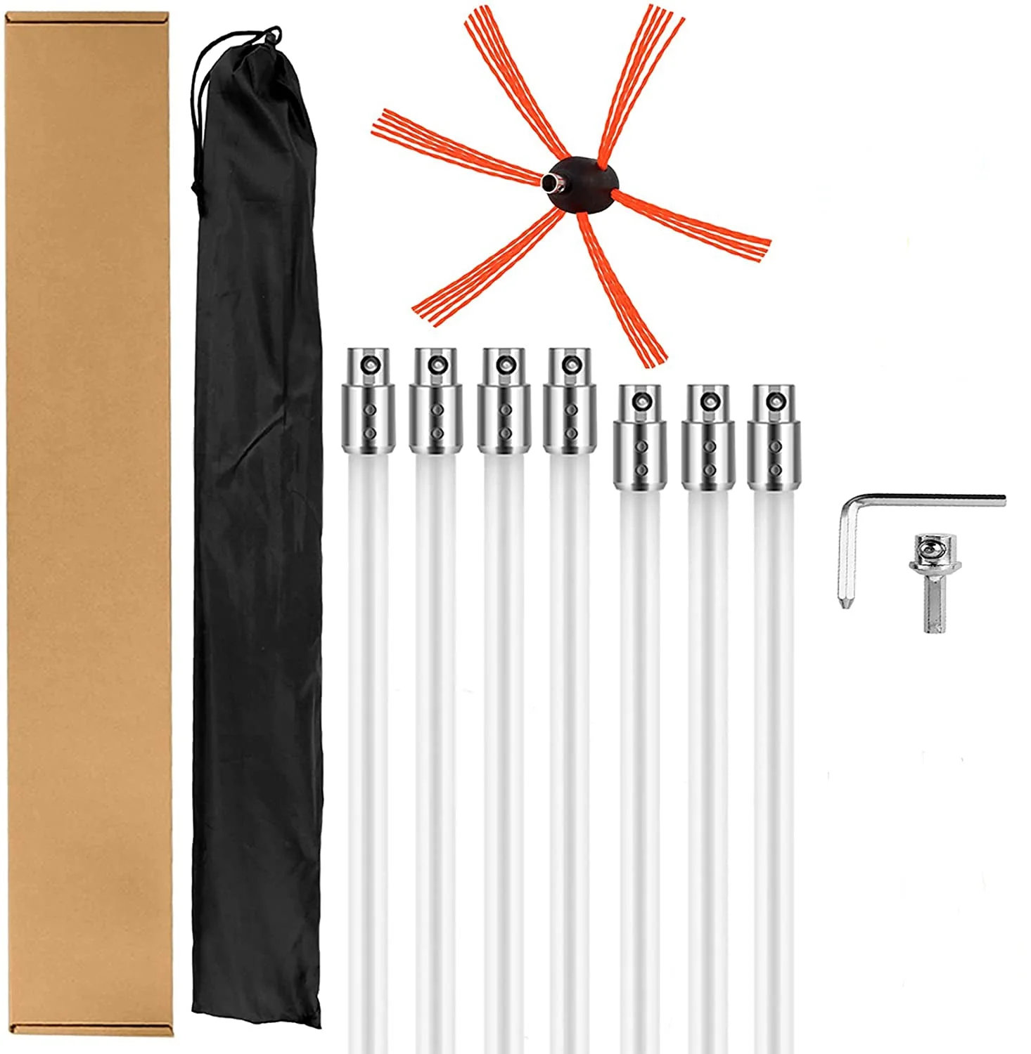 33 FT Chimney Sweep Brush Kit with 10 Nylon Rods – Rotary Drill-Driven Chimney Cleaning Tool with Locking System S3087 - Image 5