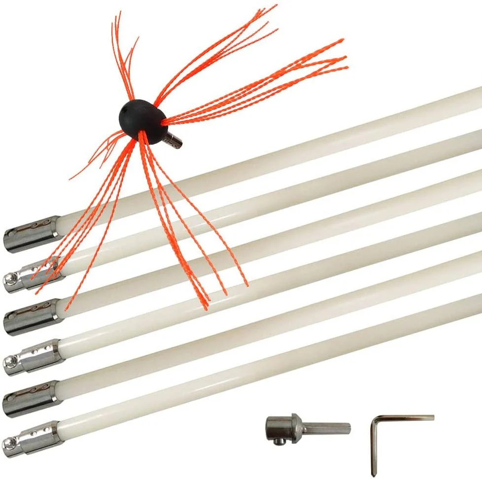 33 FT Chimney Sweep Brush Kit with 10 Nylon Rods – Rotary Drill-Driven Chimney Cleaning Tool with Locking System S3087 - Image 6