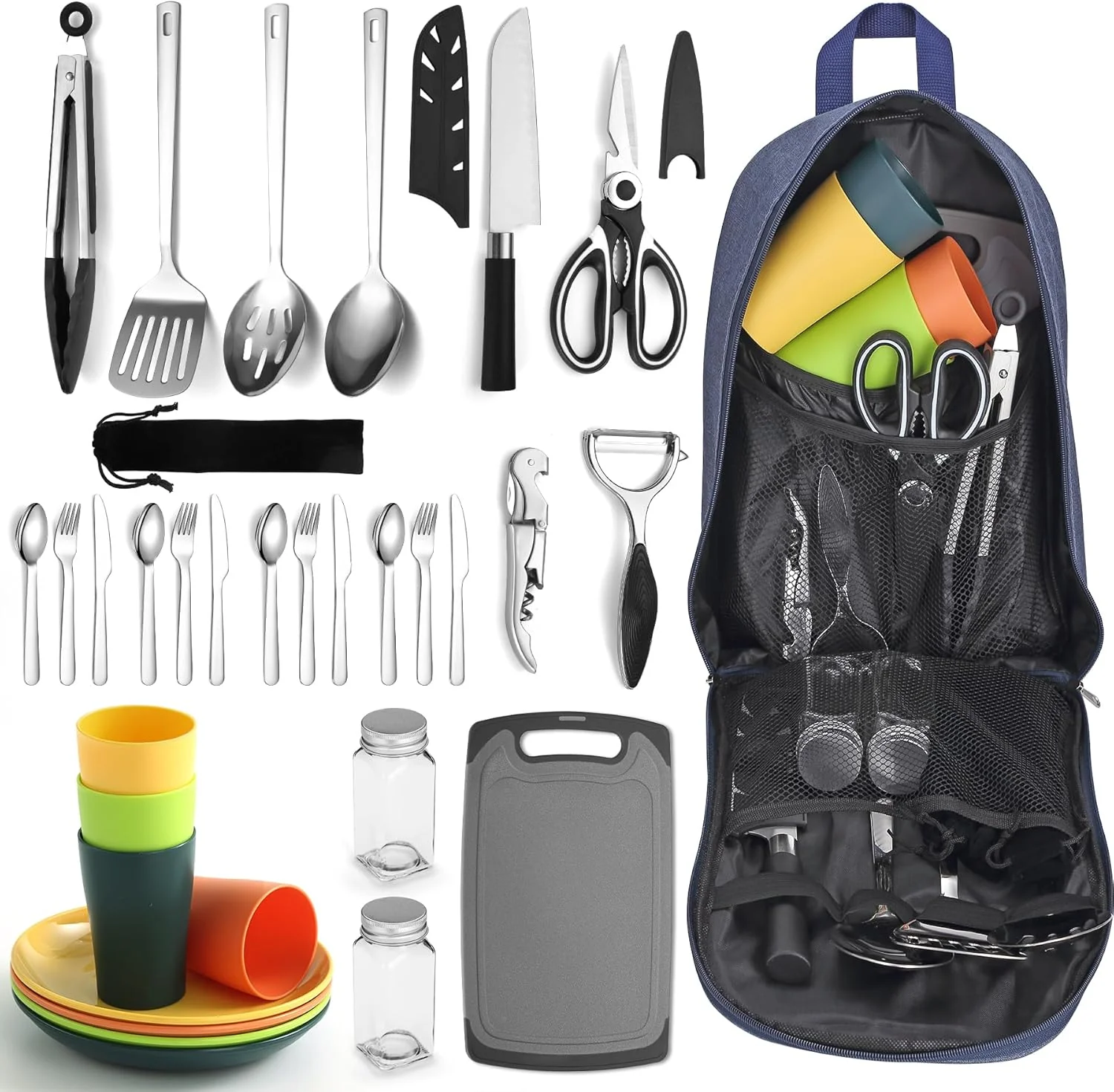 33-Piece Camping Cooking Stainless Steel Utensils Set for Outdoor Cooking & Camp Kitchens BC023S - Image 6